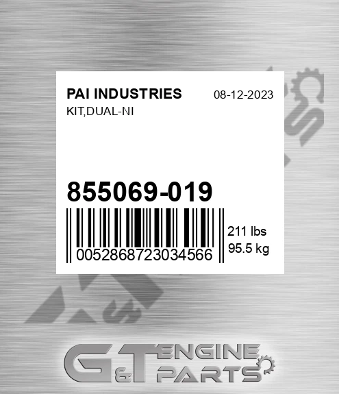 855069-019 Kit,dual-ni for PAI INDUSTRIES