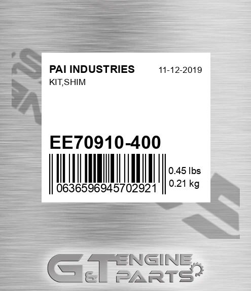 EE70910-400 Kit,shim for PAI INDUSTRIES