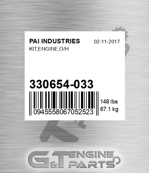 330654-033 Kit,engine,o/h for PAI INDUSTRIES