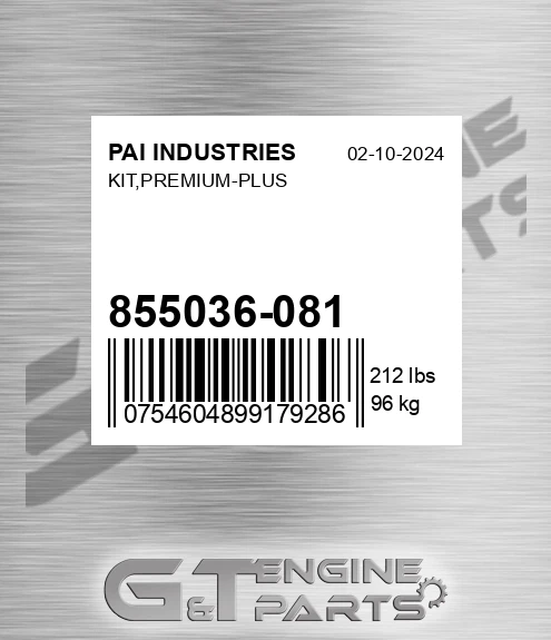 855036-081 Kit,premium-plus for PAI INDUSTRIES