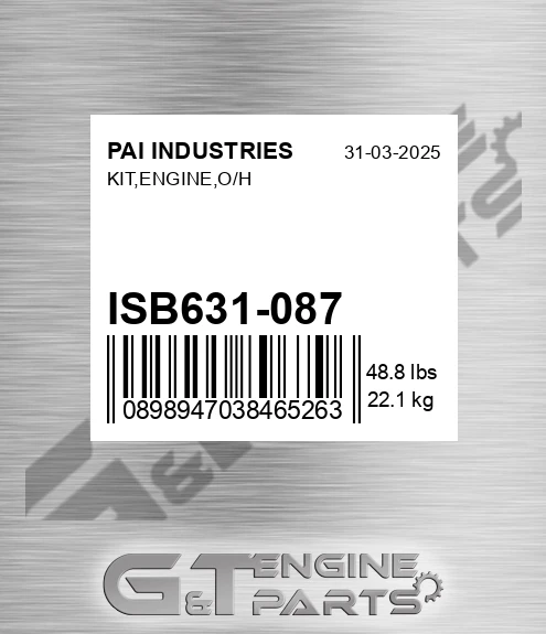 ISB631-087 Kit,engine,o/h for PAI INDUSTRIES