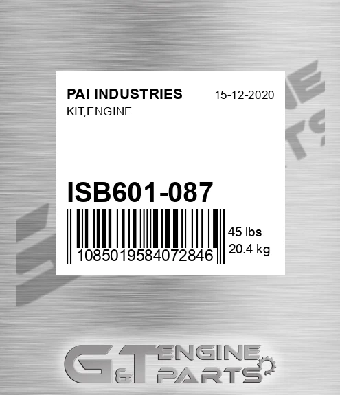 ISB601-087 Kit,engine for PAI INDUSTRIES