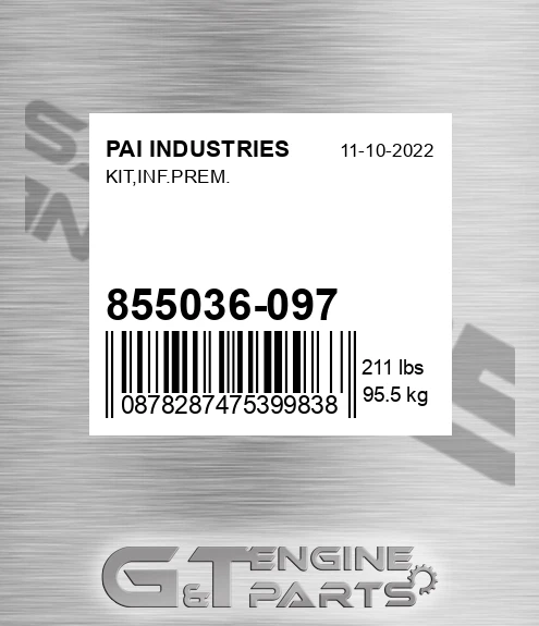 855036-097 Kit,inf.prem. for PAI INDUSTRIES