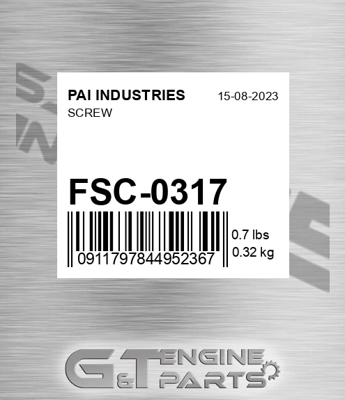 FSC-0317 Screw for PAI INDUSTRIES
