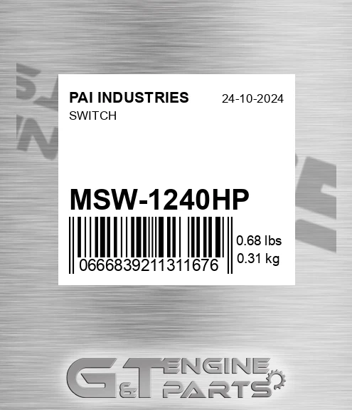 MSW-1240HP Switch for PAI INDUSTRIES