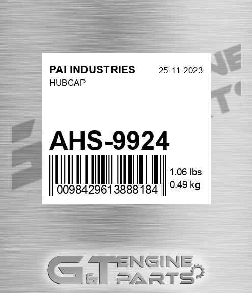 AHS-9924 Hubcap for PAI INDUSTRIES