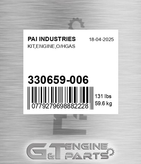 330659-006 Kit,engine,o/hgas for PAI INDUSTRIES