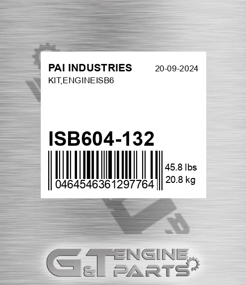 ISB604-132 Kit,engineisb6 for PAI INDUSTRIES