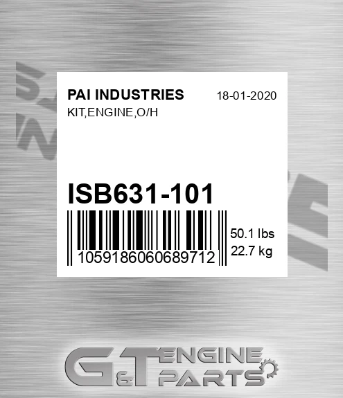 ISB631-101 Kit,engine,o/h for PAI INDUSTRIES