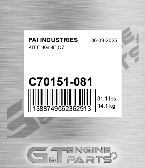 C70151-081 Kit,engine,c7 for PAI INDUSTRIES