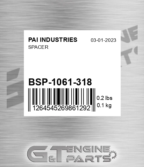 BSP-1061-318 Spacer for PAI INDUSTRIES