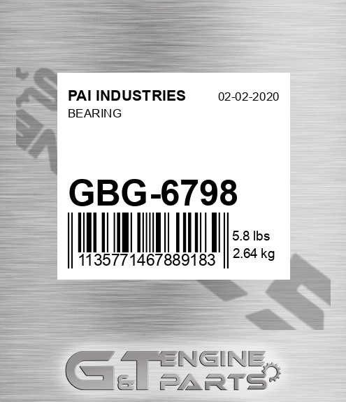 GBG-6798 Bearing for PAI INDUSTRIES