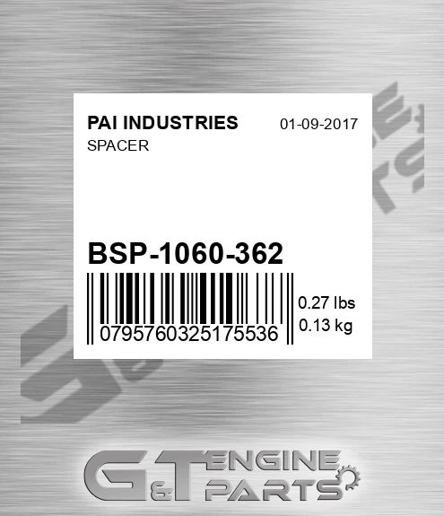 BSP-1060-362 Spacer for PAI INDUSTRIES