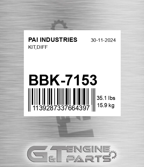 BBK-7153 Kit,diff for PAI INDUSTRIES