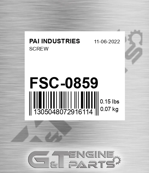FSC-0859 Screw for PAI INDUSTRIES