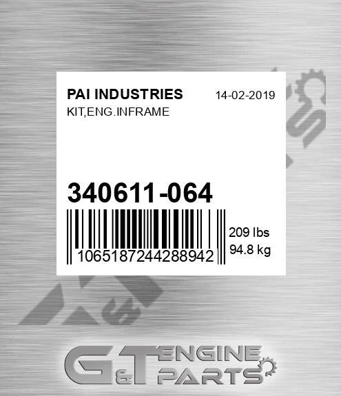 340611-064 Kit,eng.inframe for PAI INDUSTRIES