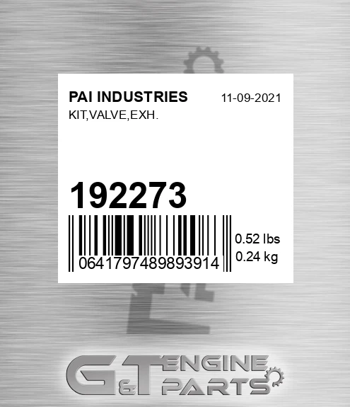 192273 Kit,valve,exh. for PAI INDUSTRIES