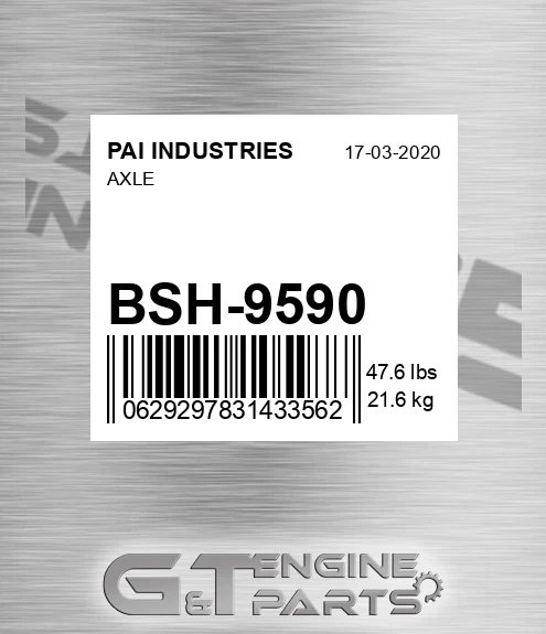 BSH-9590 Axle for PAI INDUSTRIES