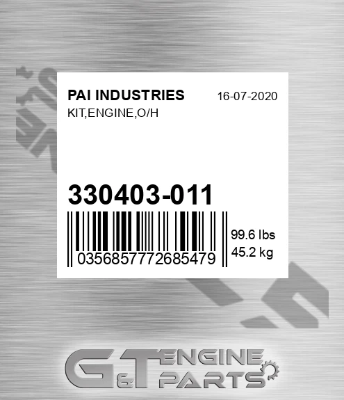 330403-011 Kit,engine,o/h for PAI INDUSTRIES