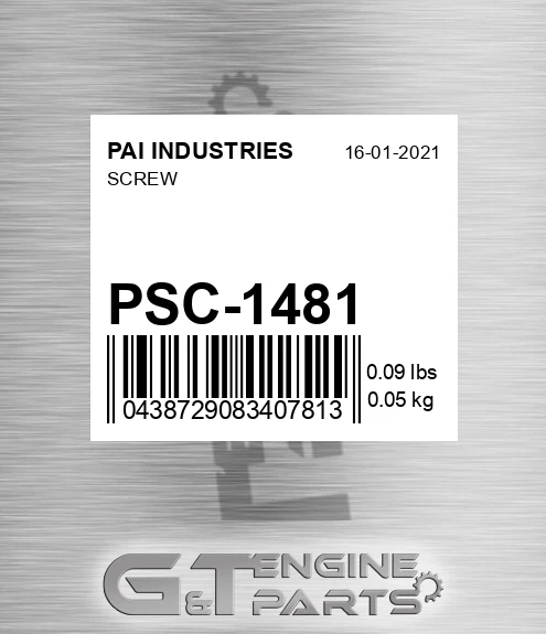 PSC-1481 Screw for PAI INDUSTRIES