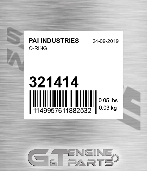 321414 O-ring for PAI INDUSTRIES