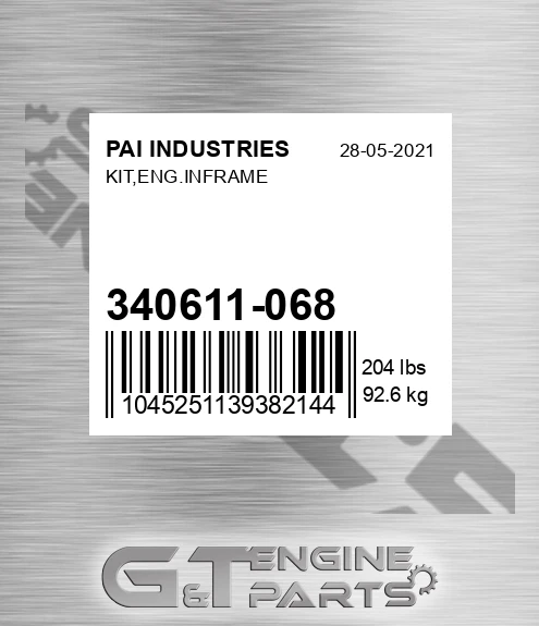 340611-068 Kit,eng.inframe for PAI INDUSTRIES