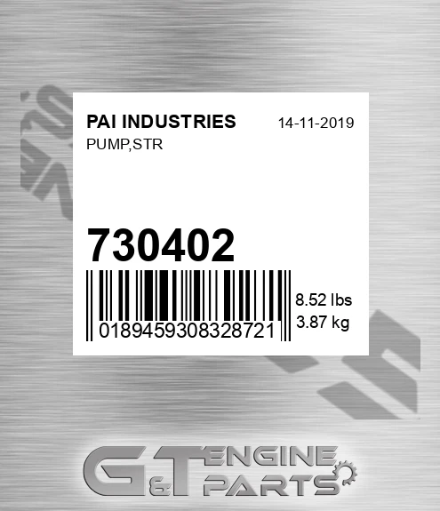 730402 PAI INDUSTRIES Pump,str