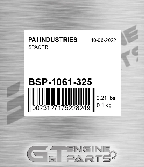 BSP-1061-325 Spacer for PAI INDUSTRIES
