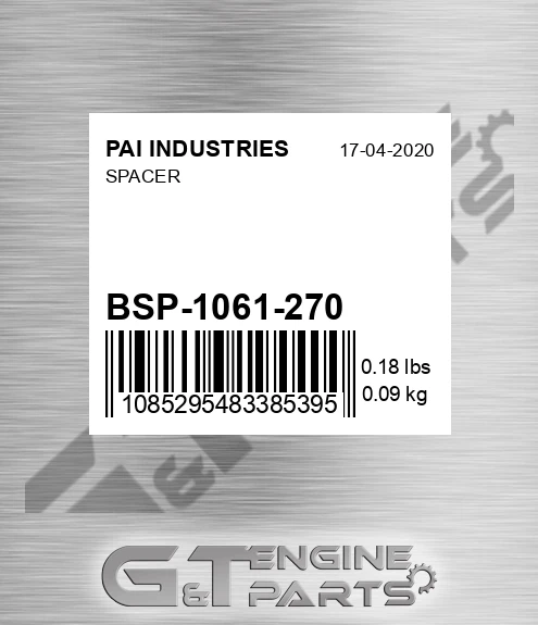 BSP-1061-270 Spacer for PAI INDUSTRIES