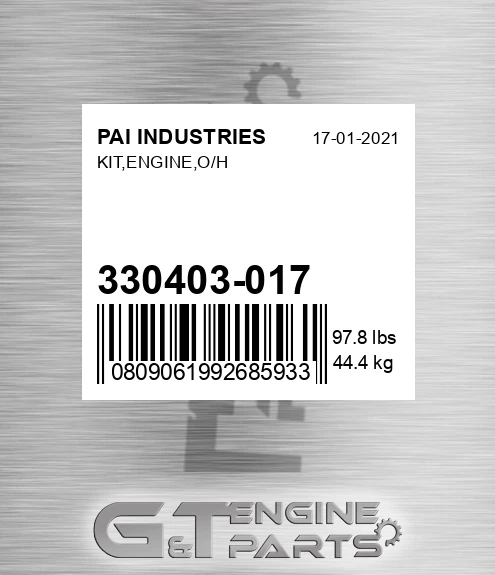330403-017 Kit,engine,o/h for PAI INDUSTRIES