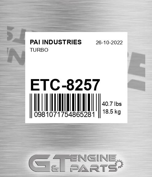 ETC-8257 Turbo for PAI INDUSTRIES