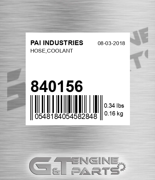 840156 Hose,coolant for PAI INDUSTRIES