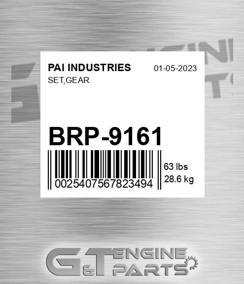 BRP-9161 Set,gear for PAI INDUSTRIES