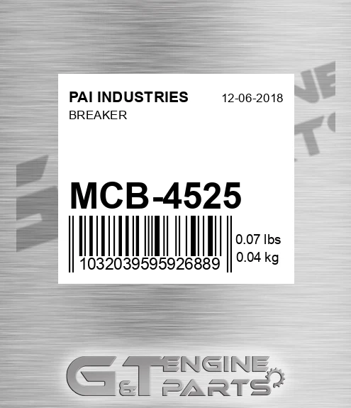 MCB-4525 Breaker for PAI INDUSTRIES
