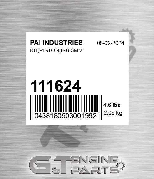 111624 Kit,piston,isb.5mm