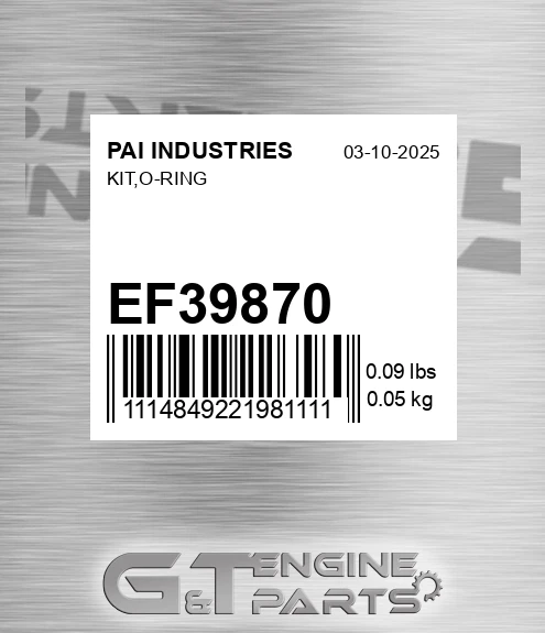 EF39870 Kit,o-ring for PAI INDUSTRIES