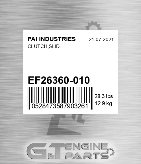 EF26360-010 Clutch,slid. for PAI INDUSTRIES