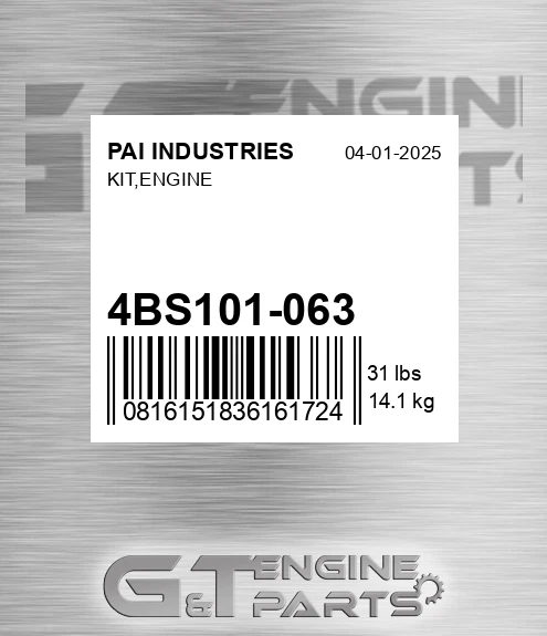 4BS101-063 Kit,engine for PAI INDUSTRIES