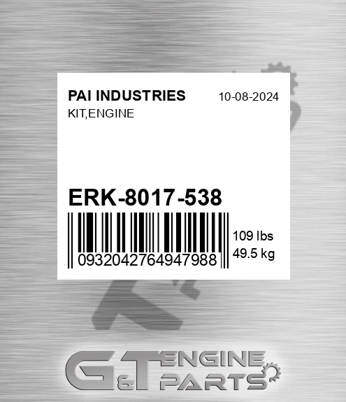ERK-8017-538 Kit,engine for PAI INDUSTRIES