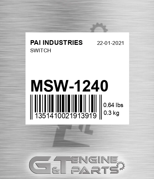 MSW-1240 Switch for PAI INDUSTRIES