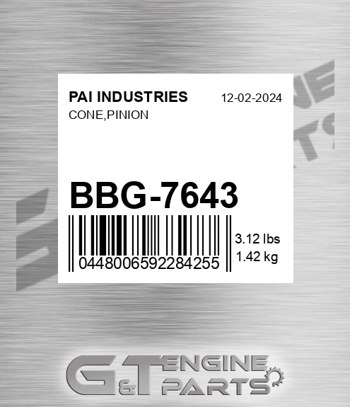 BBG-7643 Cone,pinion for PAI INDUSTRIES