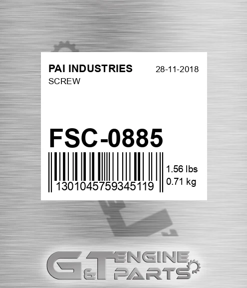 FSC-0885 Screw for PAI INDUSTRIES