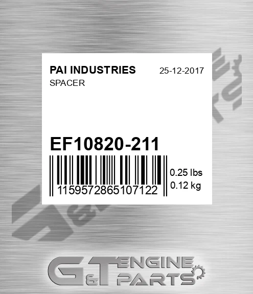 EF10820-211 Spacer for PAI INDUSTRIES