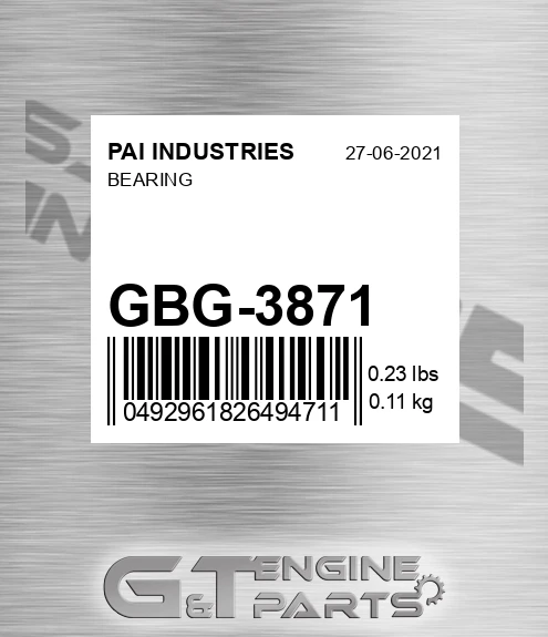 GBG-3871 Bearing for PAI INDUSTRIES