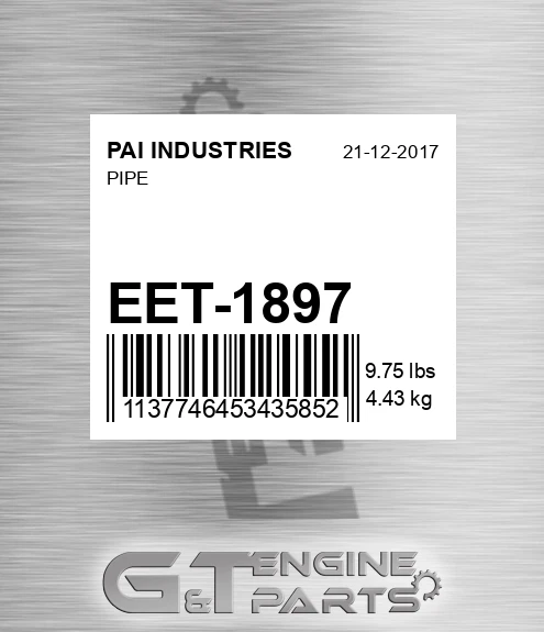 EET-1897 Pipe for PAI INDUSTRIES