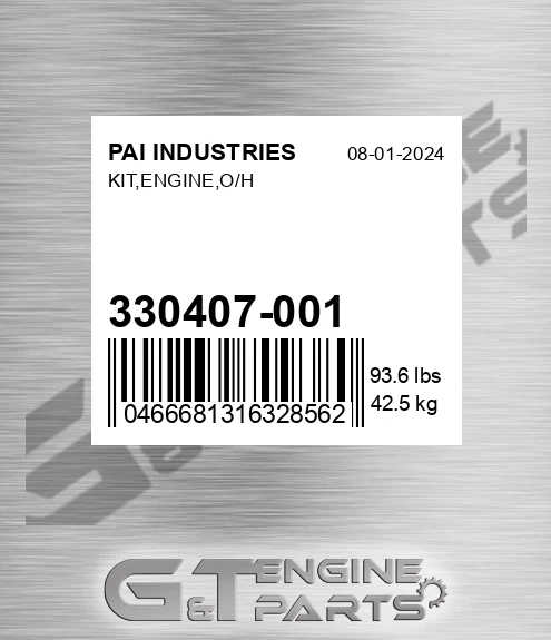 330407-001 Kit,engine,o/h for PAI INDUSTRIES