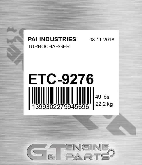 ETC-9276 Turbocharger for PAI INDUSTRIES
