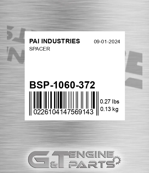 BSP-1060-372 Spacer for PAI INDUSTRIES