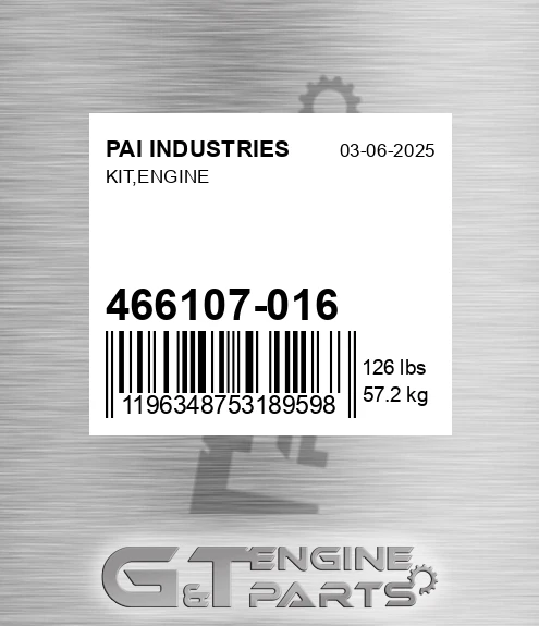 466107-016 Kit,engine for PAI INDUSTRIES