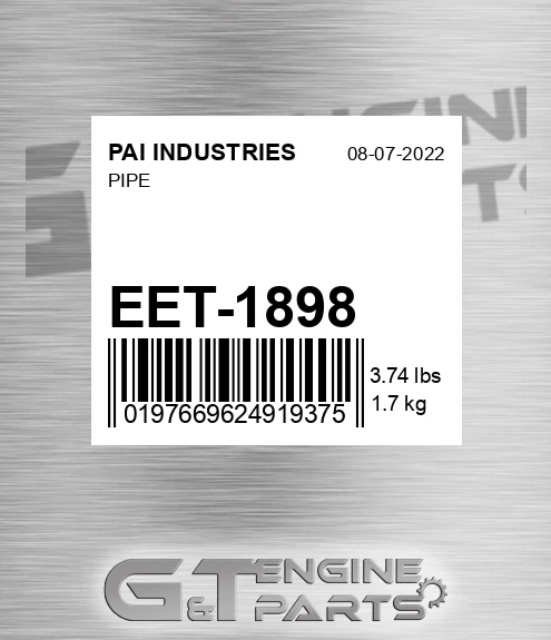 EET-1898 Pipe for PAI INDUSTRIES